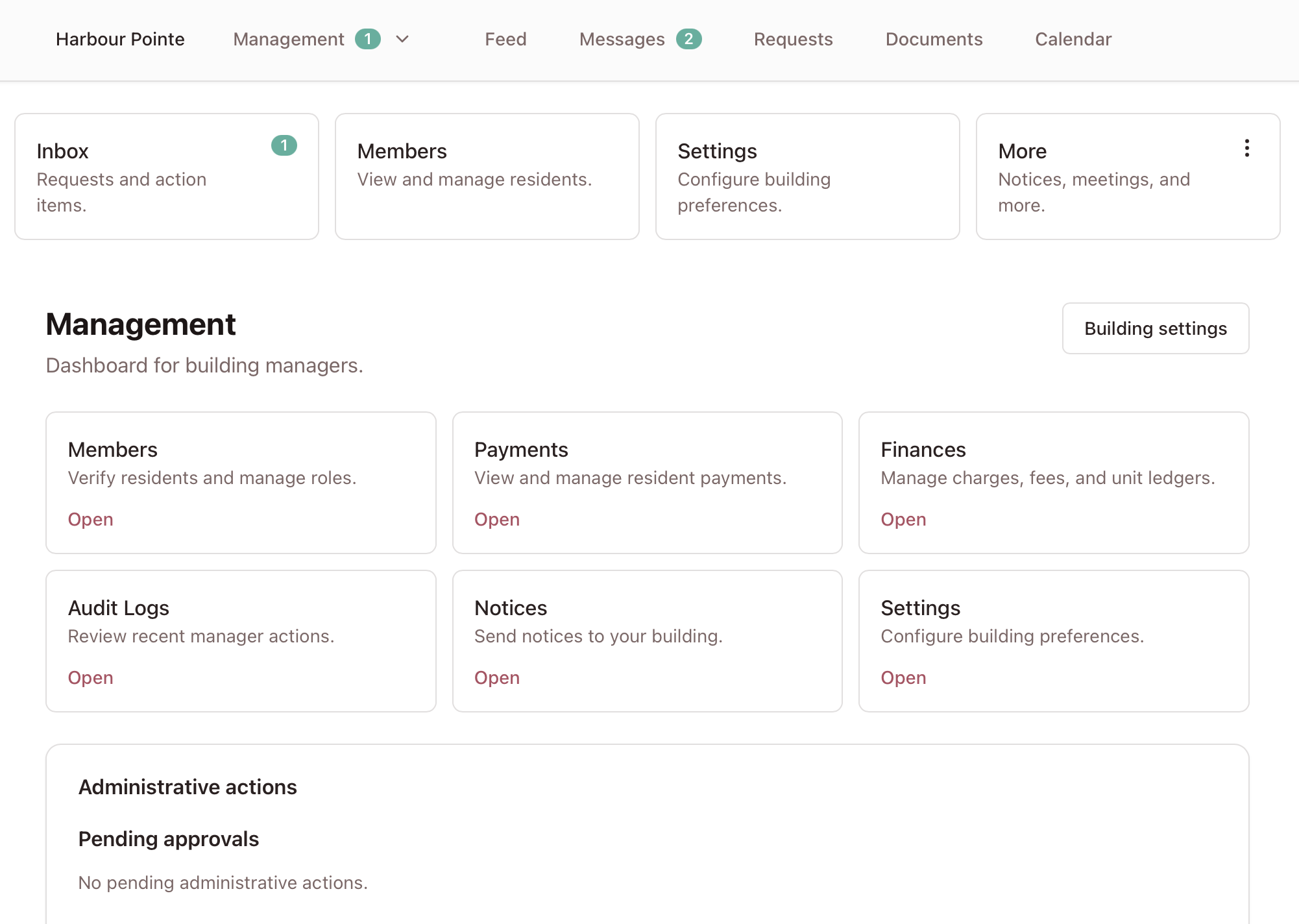 Building management dashboard